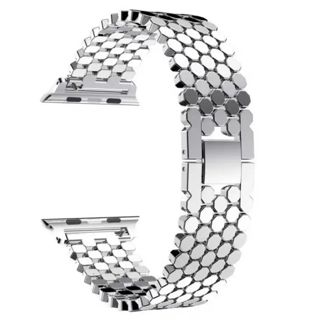 Apple Watch Metal Strap HONEYCOMB STAINLESS STEEL STRAP Starlight Silver -42-44-45-46-49mm